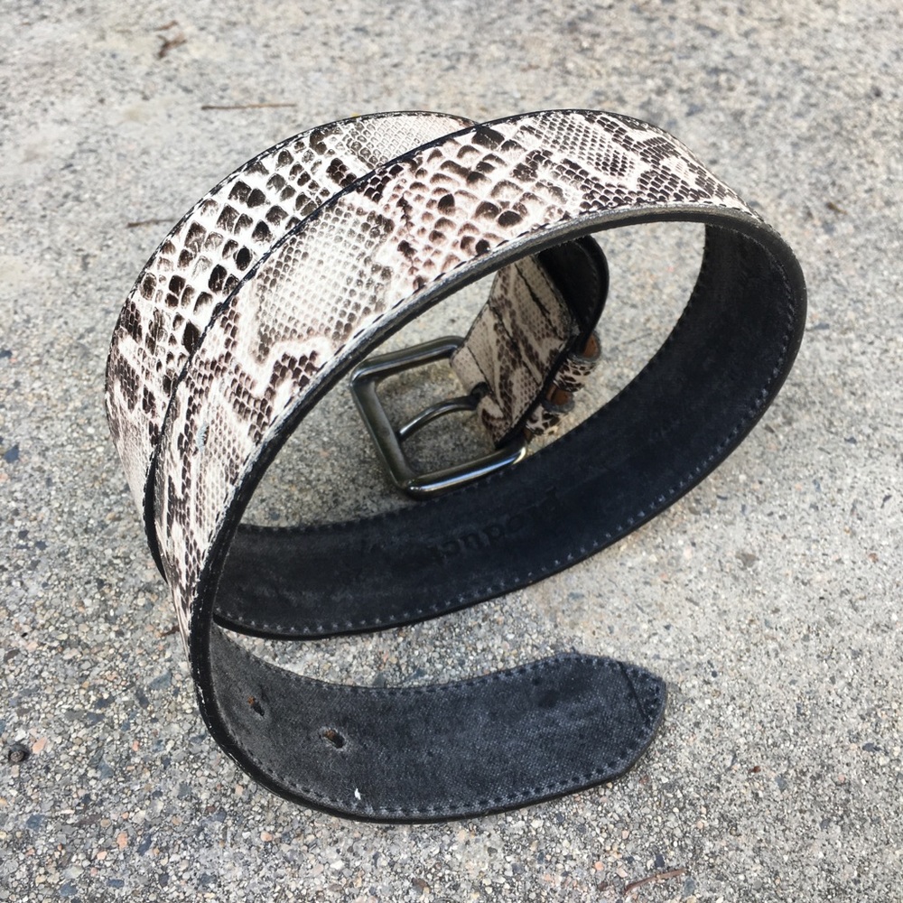 VTG Snakeskin Print Leather Waist Belt~ - Picture 2 of 4